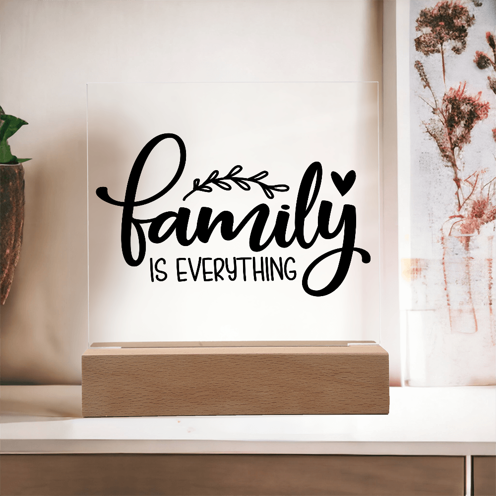 Custom Acrylic Sign with Wooden Base – Elegant Square Décor for Home or Office
