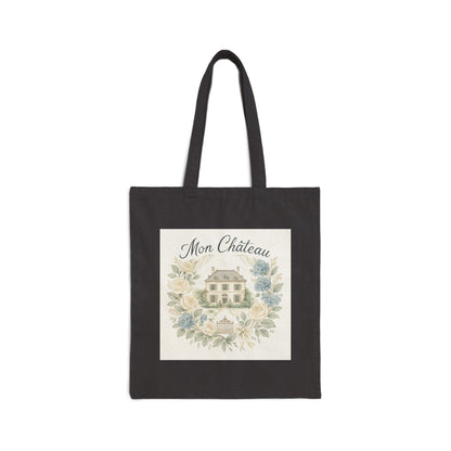 Vintage Floral Mon Château Tote Bag