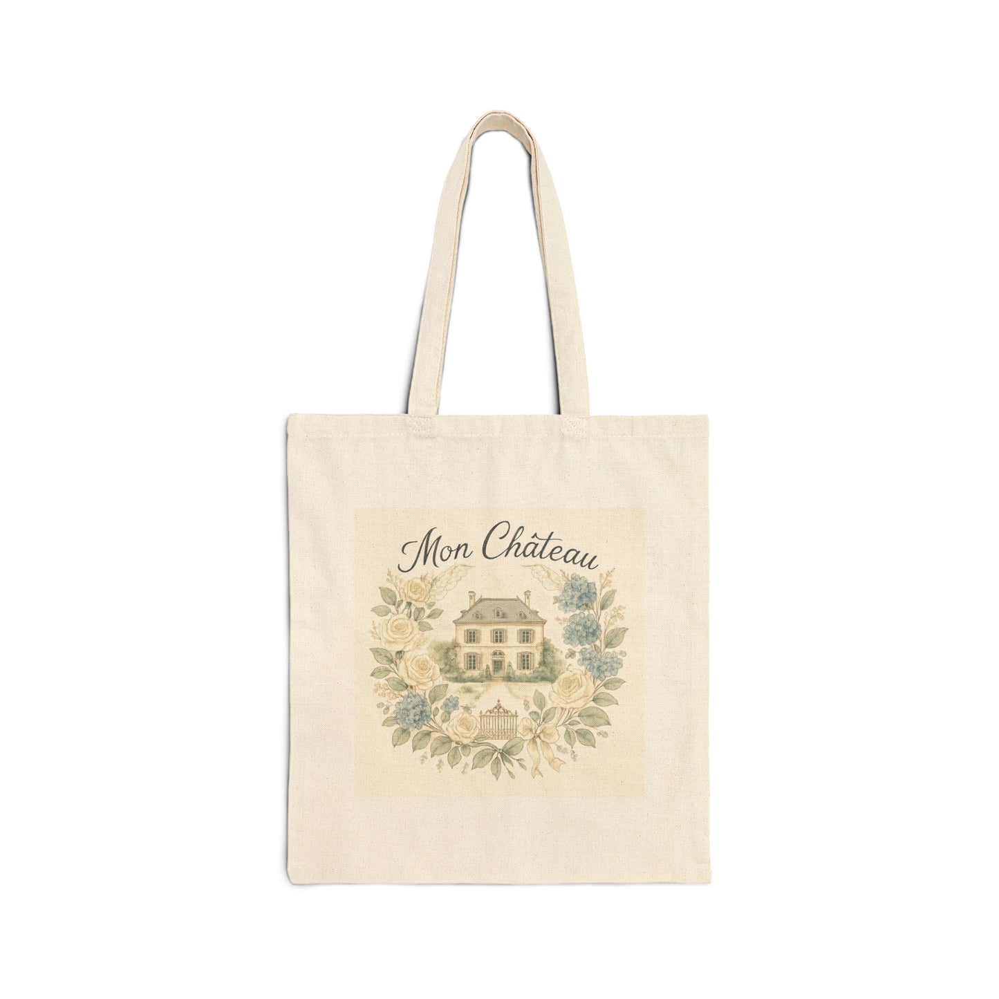 Vintage Floral Mon Château Tote Bag