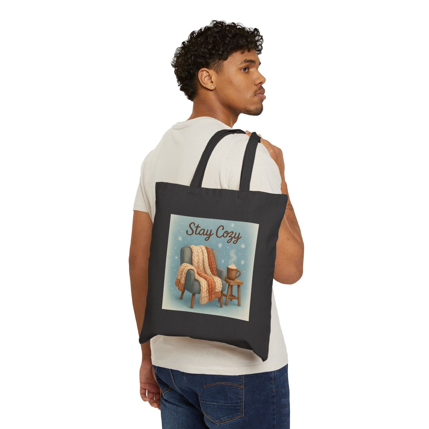 Stay Cozy Cotton Canvas Tote Bag | Perfect for Holidays & Everyday Use