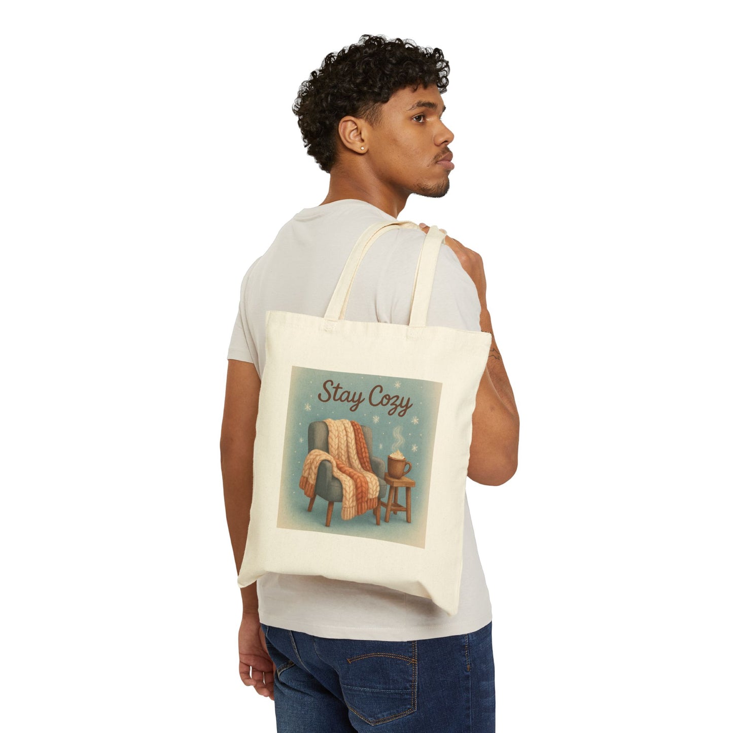 Stay Cozy Cotton Canvas Tote Bag | Perfect for Holidays & Everyday Use