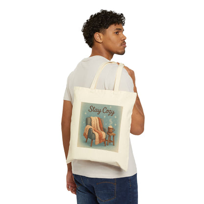 Stay Cozy Cotton Canvas Tote Bag | Perfect for Holidays & Everyday Use