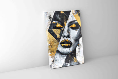 Wall Art Gold & Black Face I