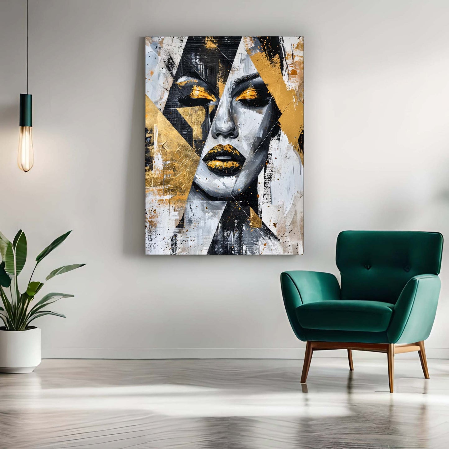 Wall Art Gold & Black Face I