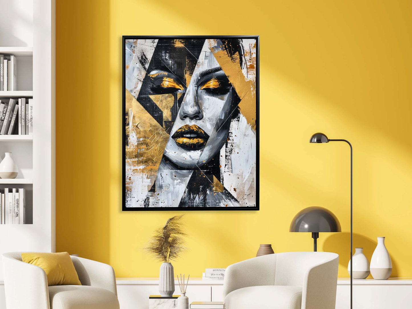 Wall Art Gold & Black Face I