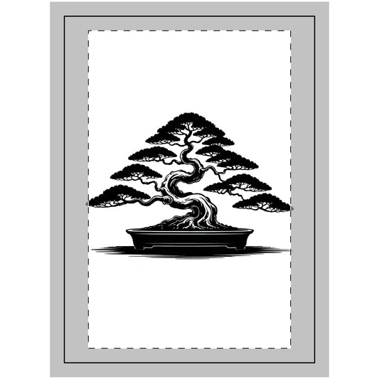 Bonsai Tree Wood Topped Wall Tapestry, Gift for Plant Lovers