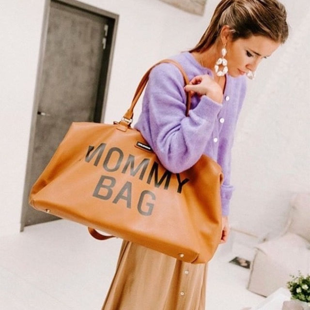 Vintage Leather-Look Brown Mommy Bag