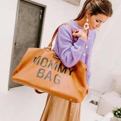 Vintage Leather-Look Brown Mommy Bag