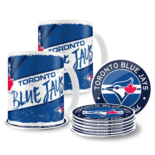 Toronto Blue Jays Mug & Coaster Set - 2 Pack 15oz Mugs | 8 Pack Coasters