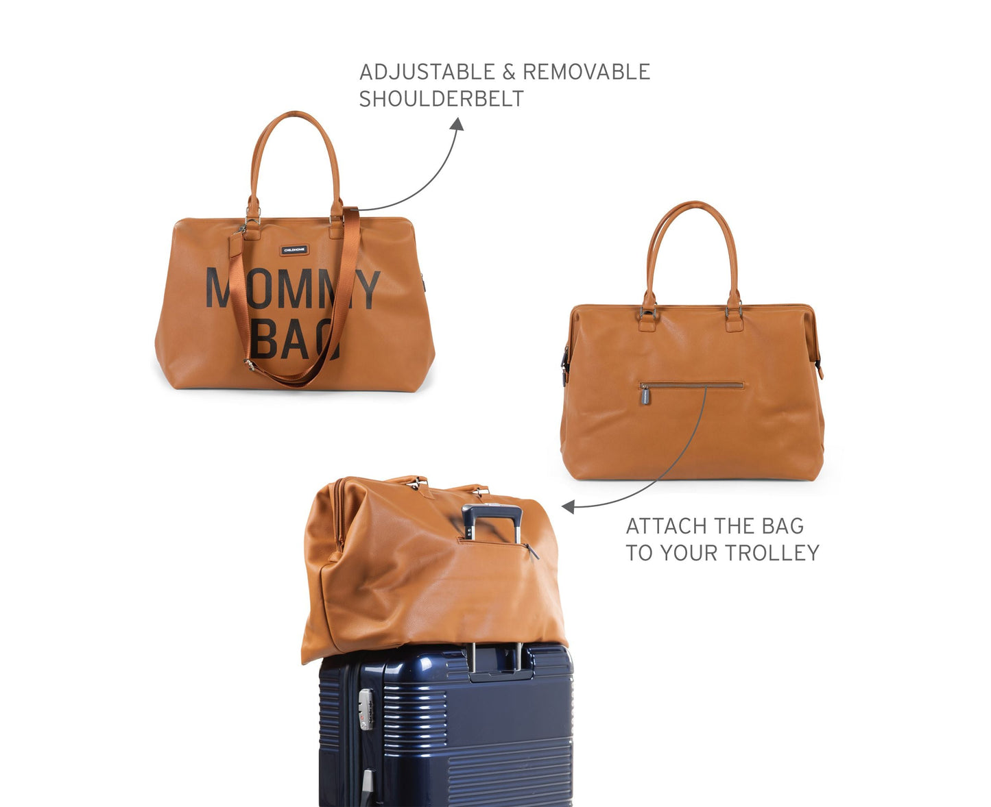 Vintage Leather-Look Brown Mommy Bag