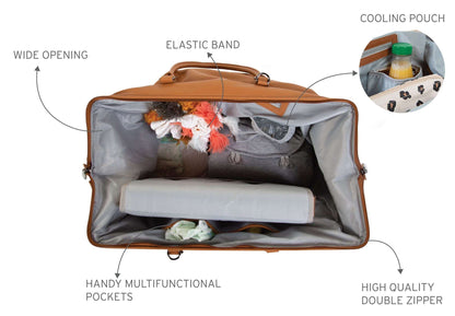 Vintage Leather-Look Brown Mommy Bag