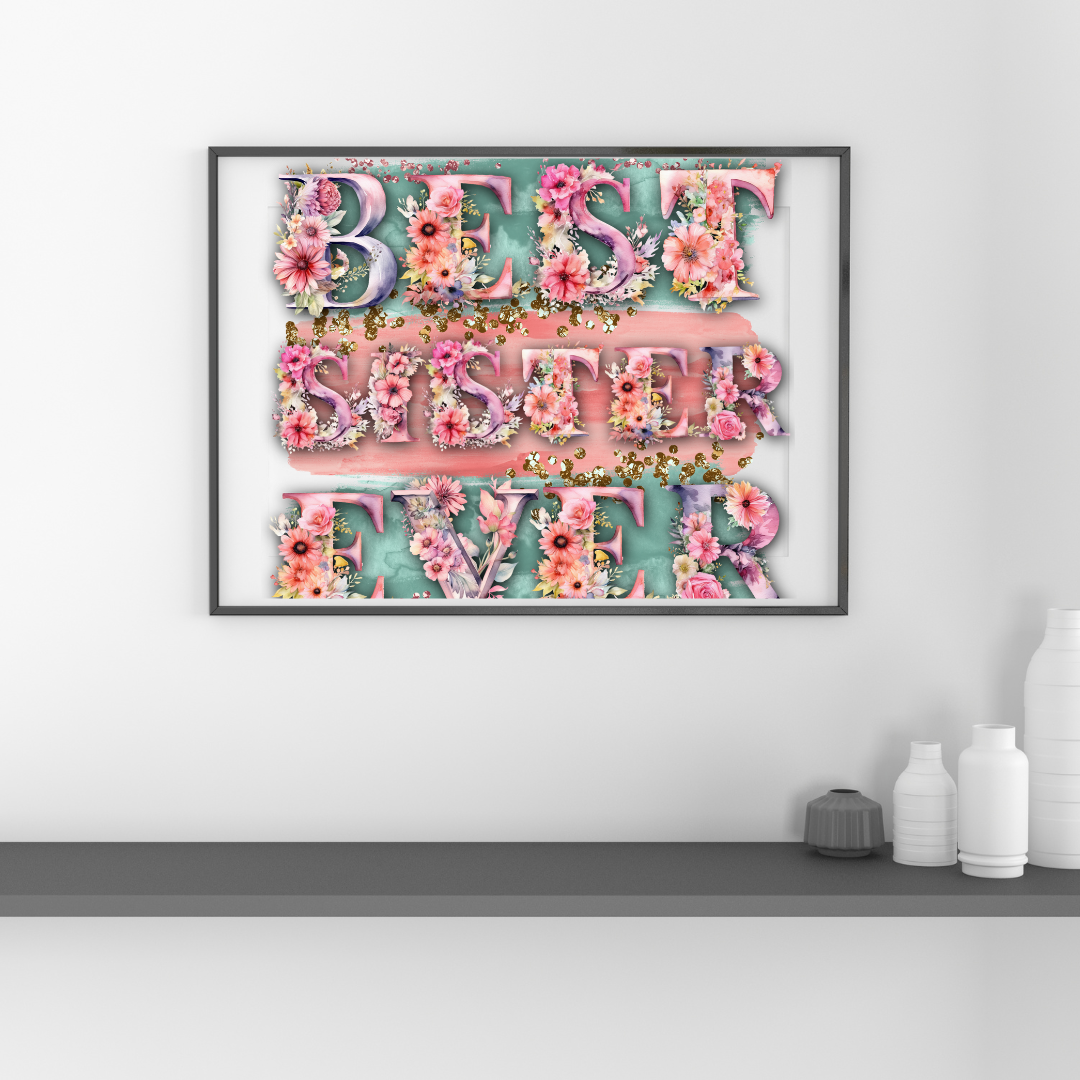 Best Sister Ever Wall Tapestry "Floral Room Decor Gift