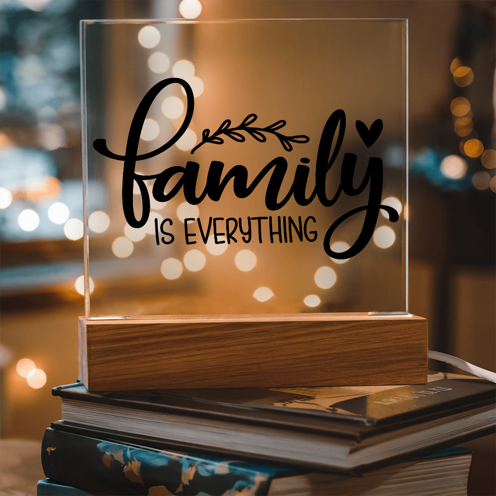 Custom Acrylic Sign with Wooden Base – Elegant Square Décor for Home or Office