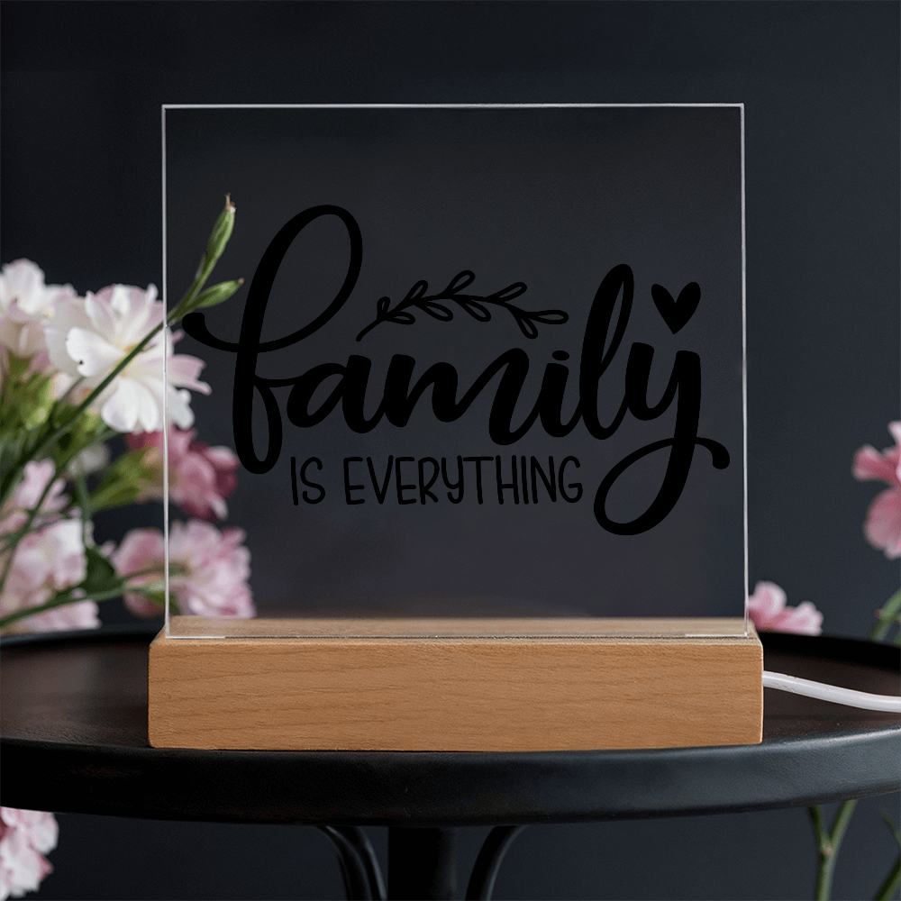 Custom Acrylic Sign with Wooden Base – Elegant Square Décor for Home or Office