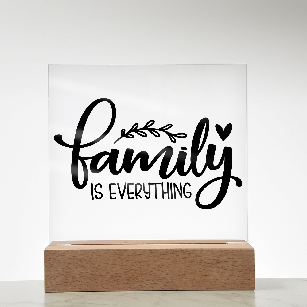 Custom Acrylic Sign with Wooden Base – Elegant Square Décor for Home or Office