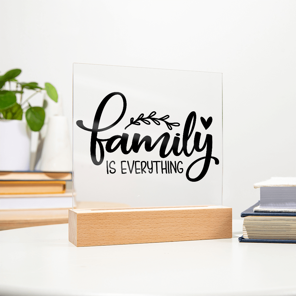 Custom Acrylic Sign with Wooden Base – Elegant Square Décor for Home or Office