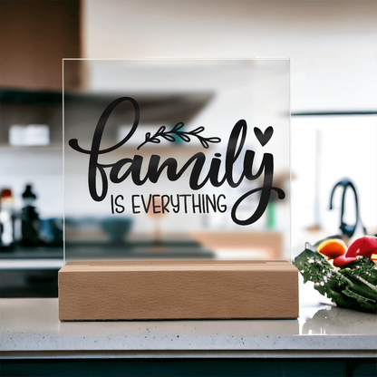 Custom Acrylic Sign with Wooden Base – Elegant Square Décor for Home or Office