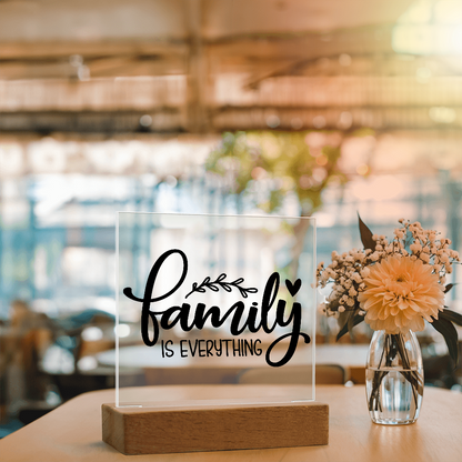 Custom Acrylic Sign with Wooden Base – Elegant Square Décor for Home or Office