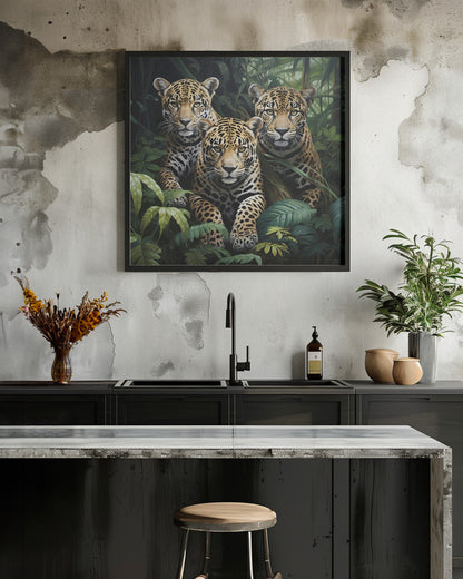 Wall art Three jaguars in the jungle