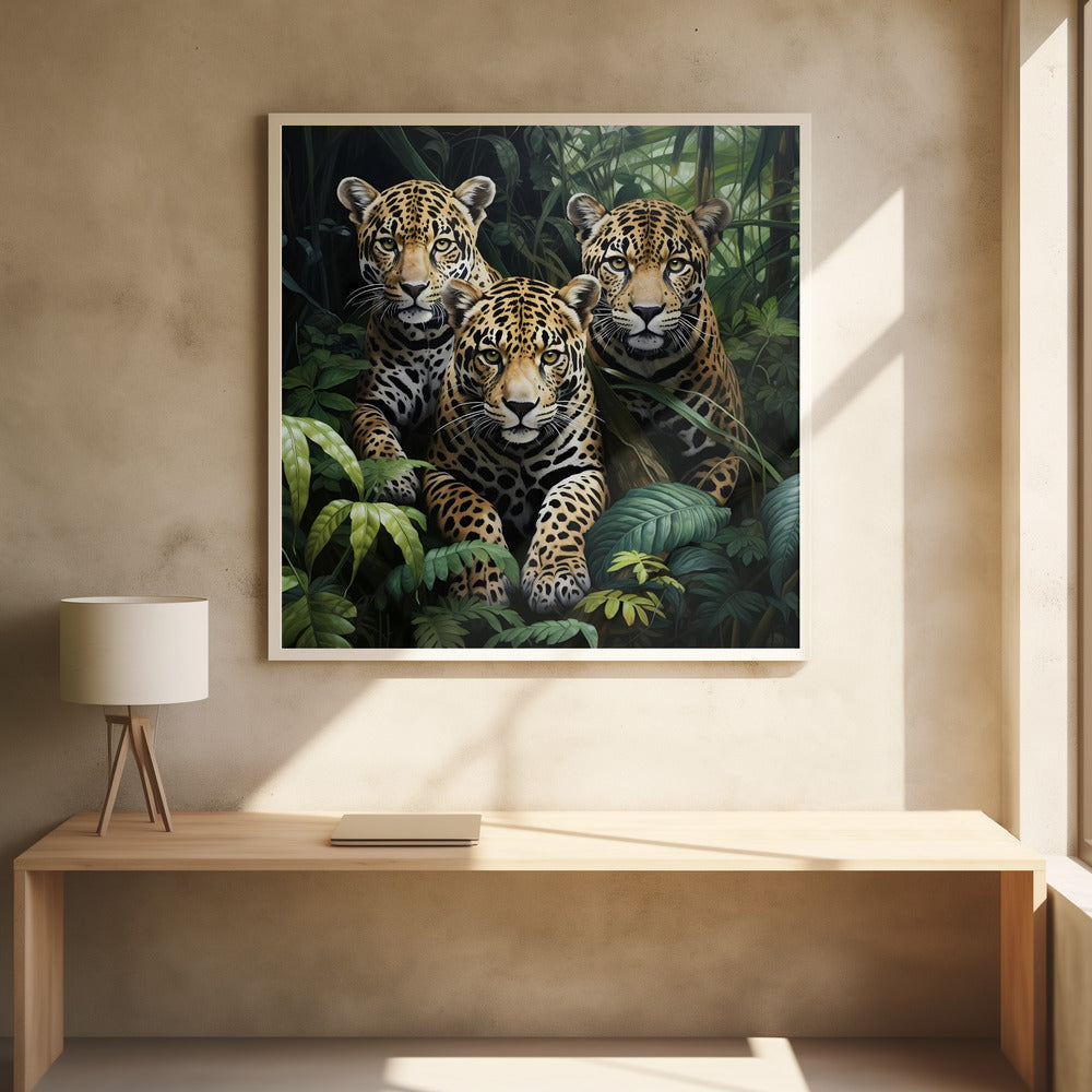Wall art Three jaguars in the jungle