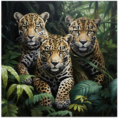 Wall art Three jaguars in the jungle