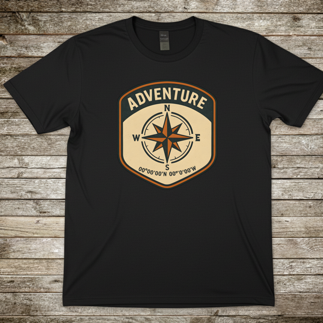 Printify T-Shirt Black / S Adventure BadgeT-Shirt Adventure BadgeT-Shirt