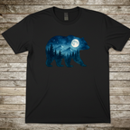 Printify T-Shirt Black / S Bear Silhouette Moonlit Forest T-Shirt Bear Silhouette Moonlit Forest T-Shirt