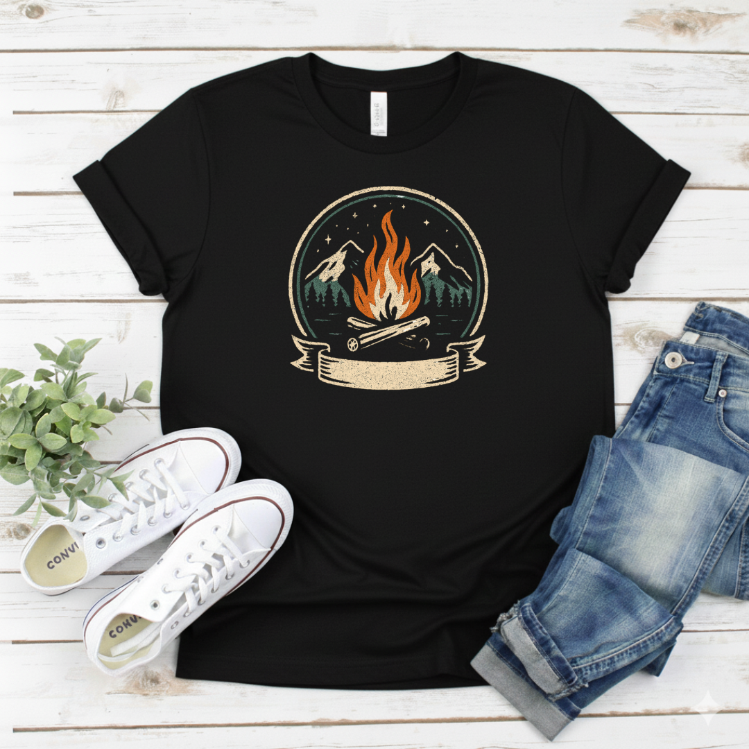 Printify T-Shirt Black / S Campfire Badge T-Shirt Campfire Badge T-Shirt