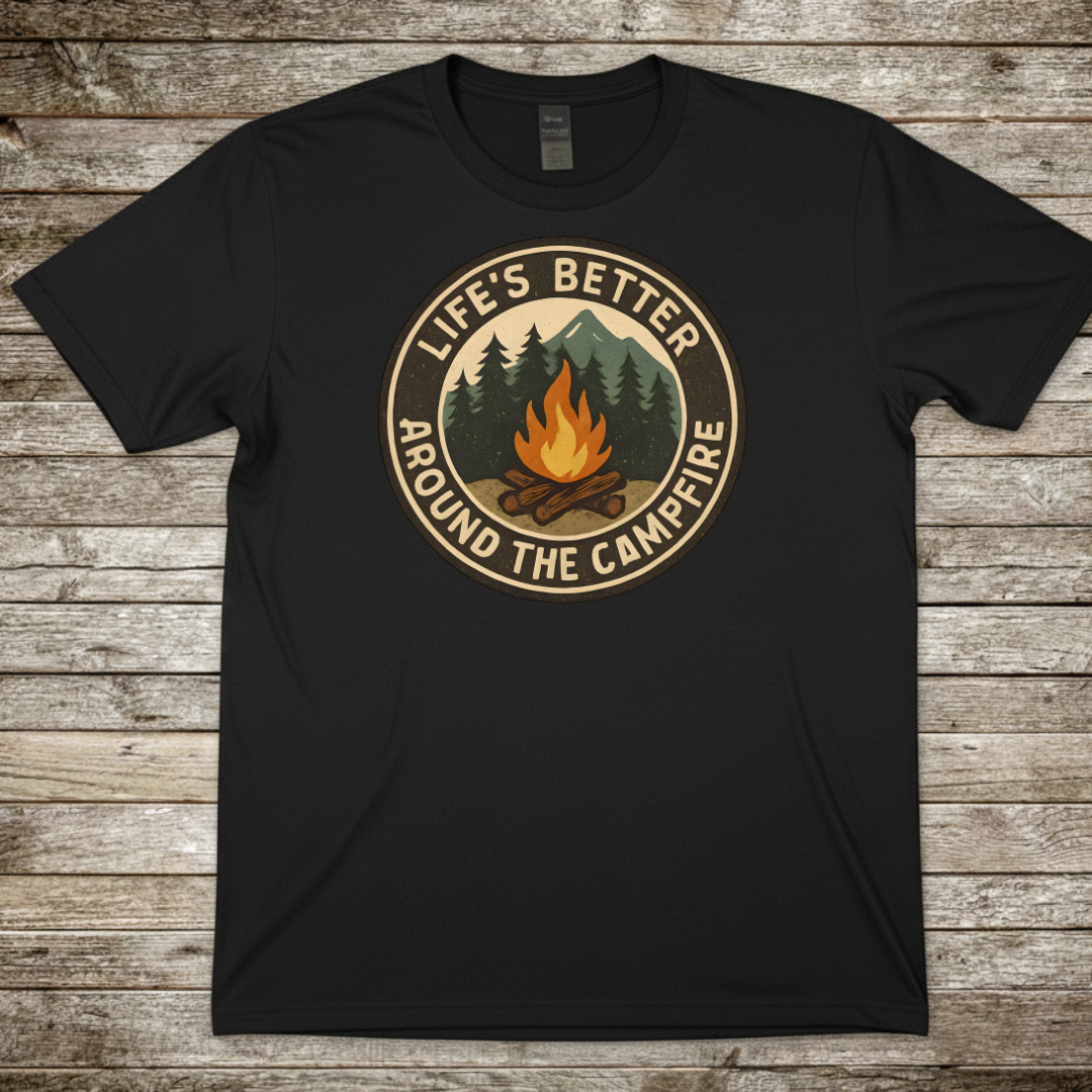 Printify T-Shirt Black / S Campfire T-Shirt — "Life's Better Around the Campfire" Campfire T-Shirt — "Life's Better Around the Campfire"