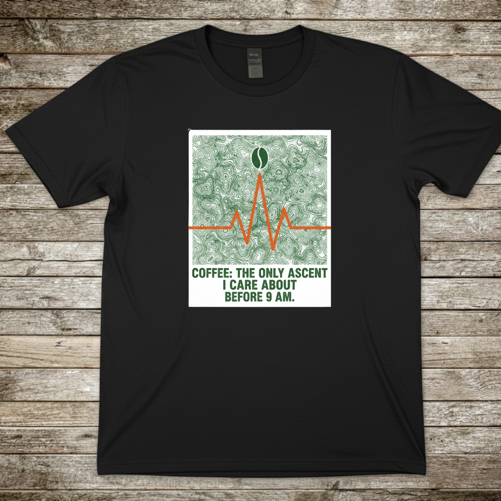 Printify T-Shirt Black / S Coffee The Only Ascent I Do Before 9am Coffee The Only Ascent I Do Before 9am