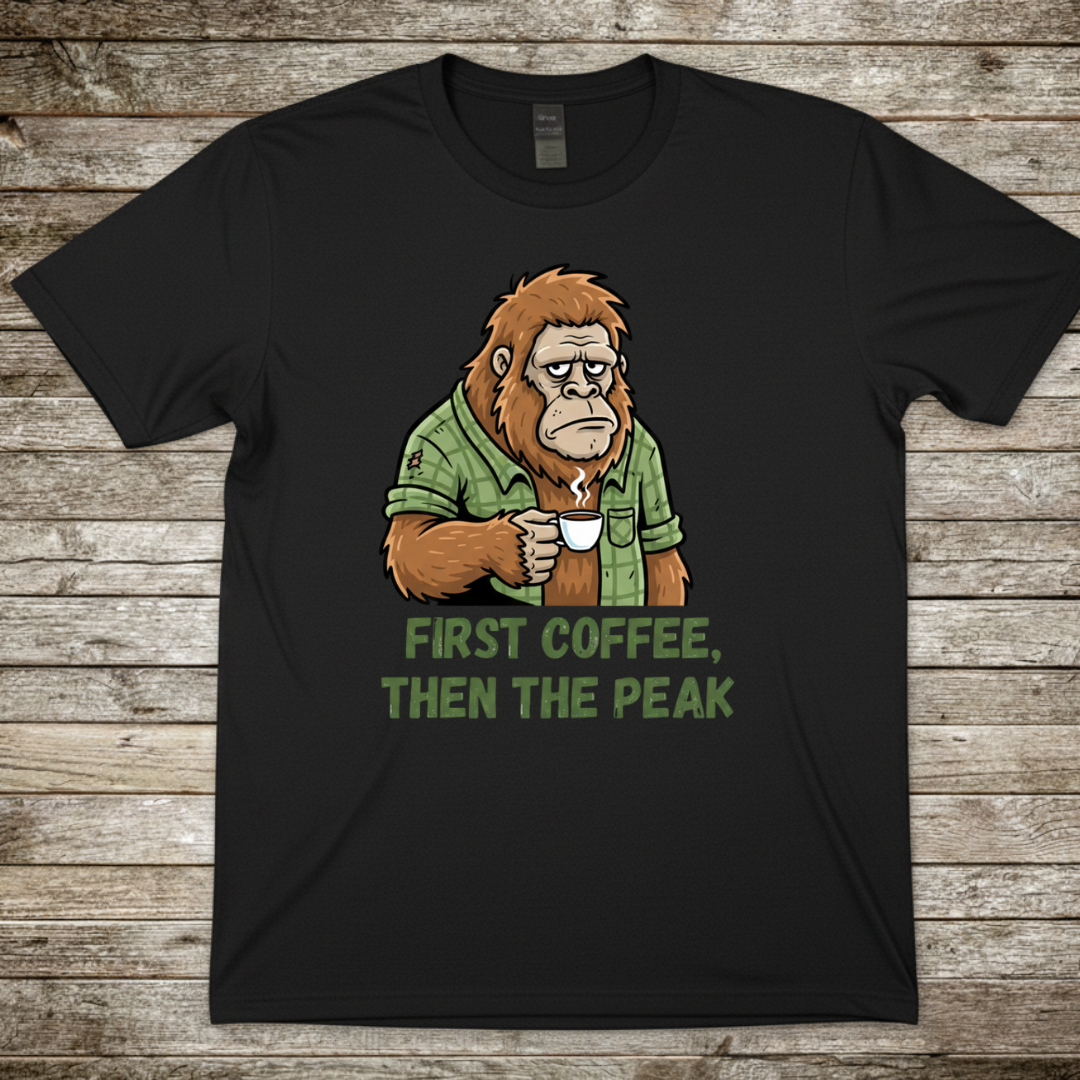 Printify T-Shirt Black / S First Coffee T-Shirt First Coffee T-Shirt