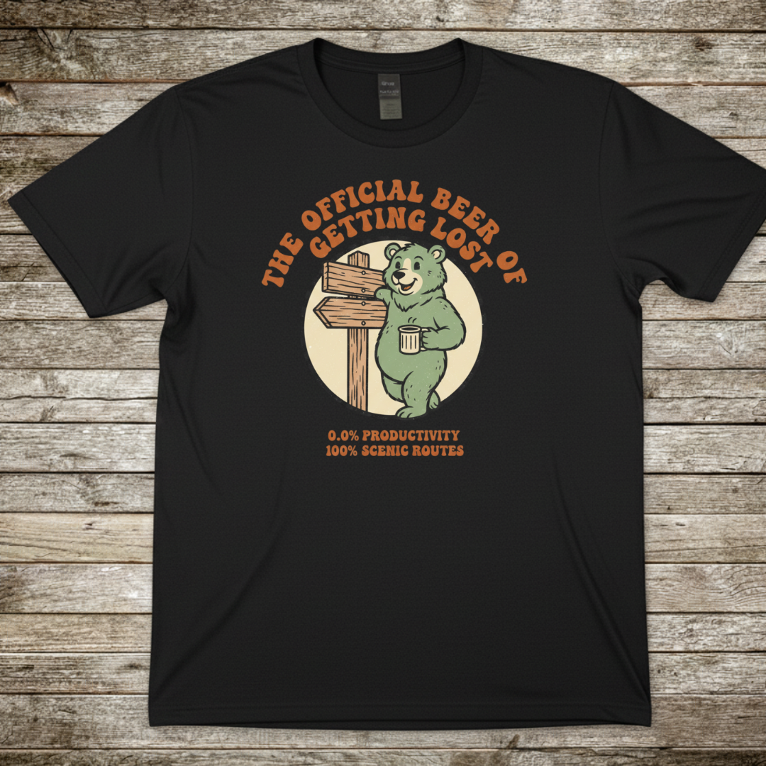 Printify T-Shirt Black / S Getting Lost Bear T-Shirt Getting Lost Bear T-Shirt