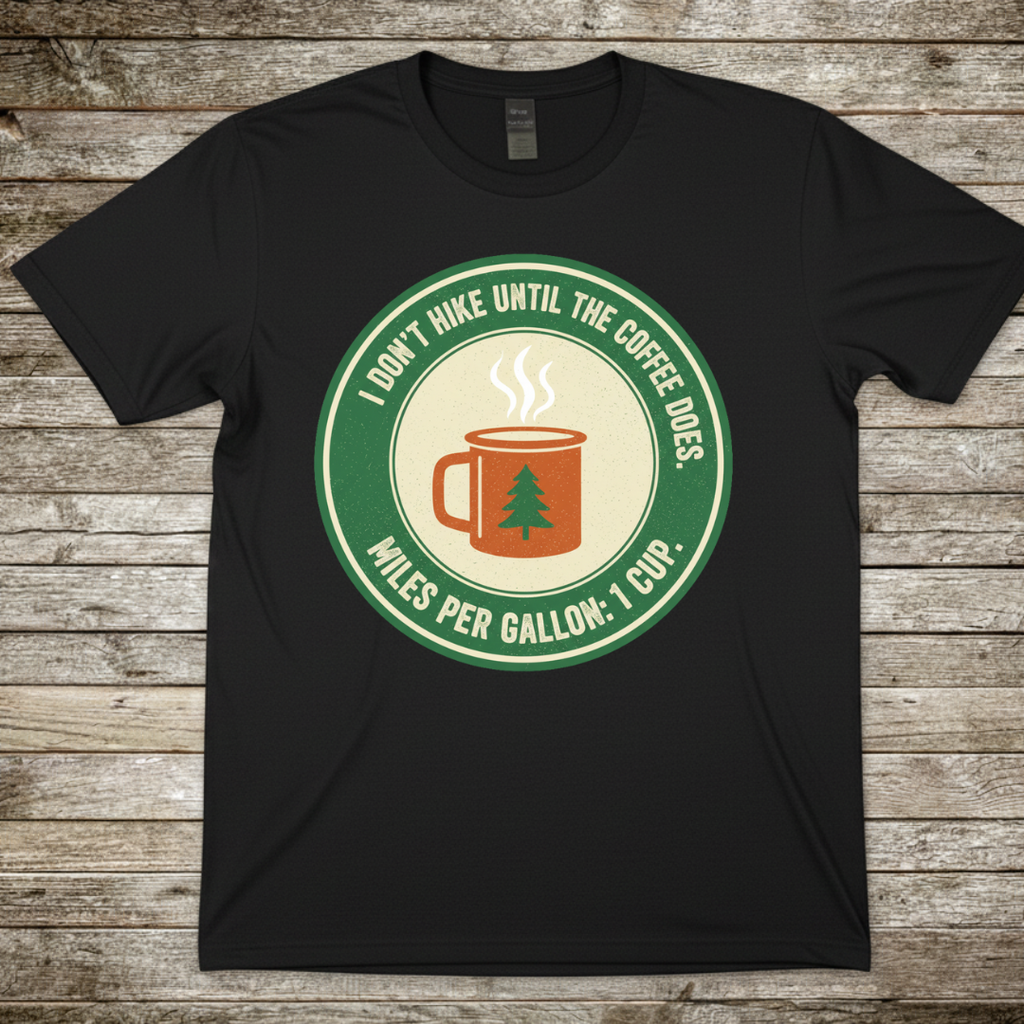 Printify T-Shirt Black / S I Don't Hike Until Coffee Does T-Shirt I Don't Hike Until Coffee Does T-Shirt
