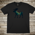 Printify T-Shirt Black / S Moose Silhouette Forest T-Shirt Moose Silhouette Forest T-Shirt