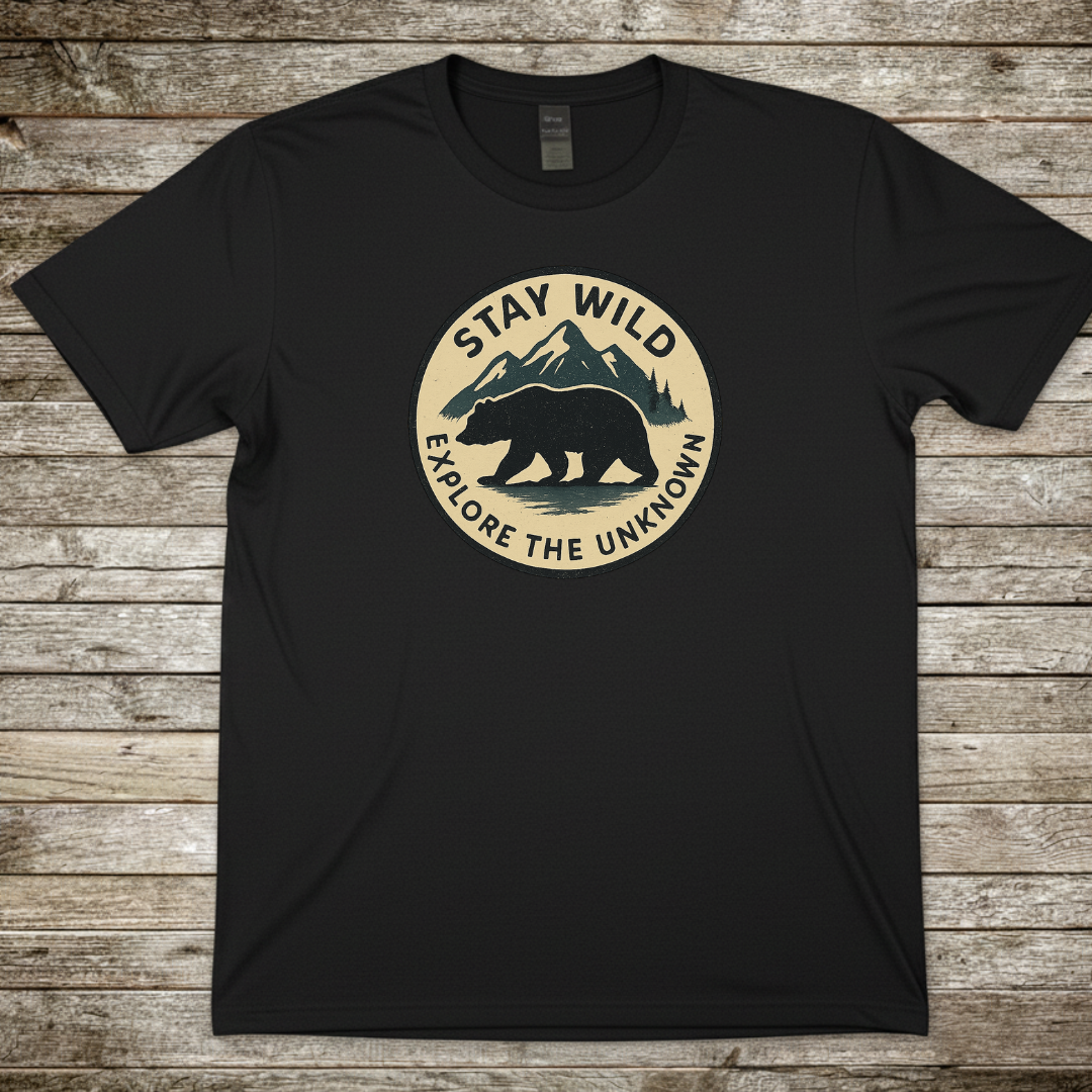 Printify T-Shirt Black / S Stay Wild Bear T-Shirt Stay Wild Bear T-Shirt