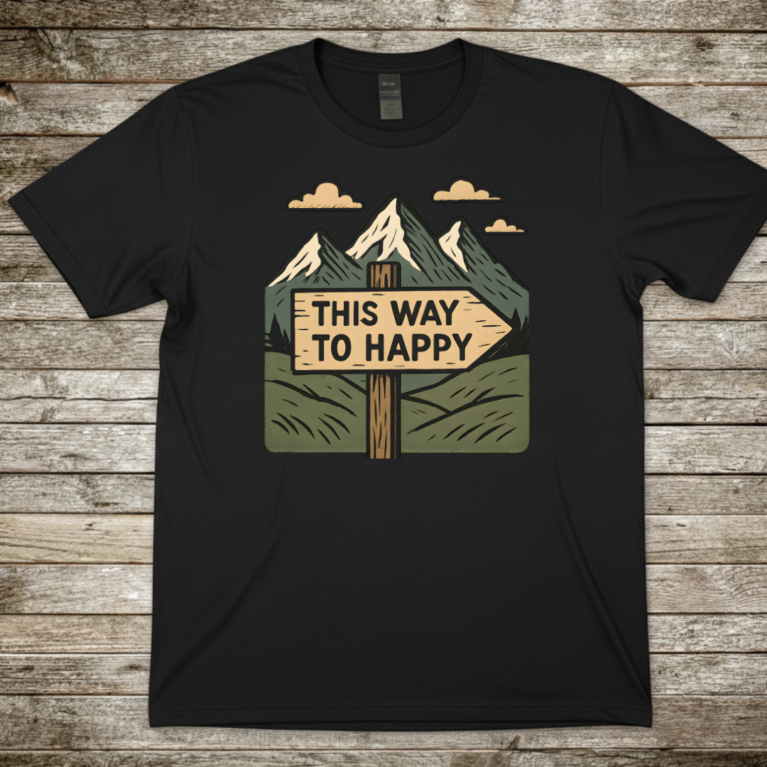 Printify T-Shirt Black / S "This Way To Happy" T-Shirt "This Way To Happy" T-Shirt