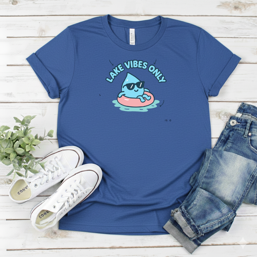 Printify T-Shirt Cute Shark Float Graphic Cute Shark Float Graphic