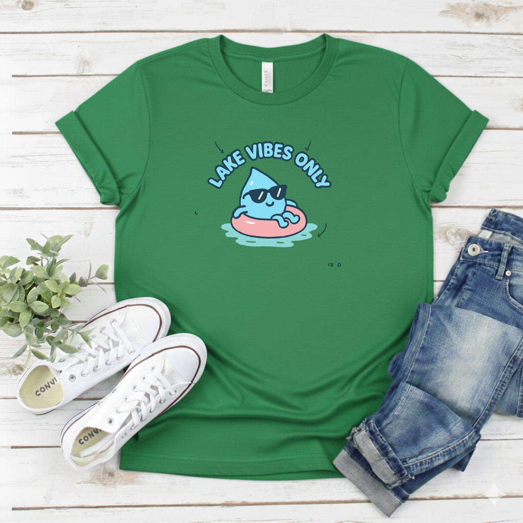 Printify T-Shirt Cute Shark Float Graphic Cute Shark Float Graphic