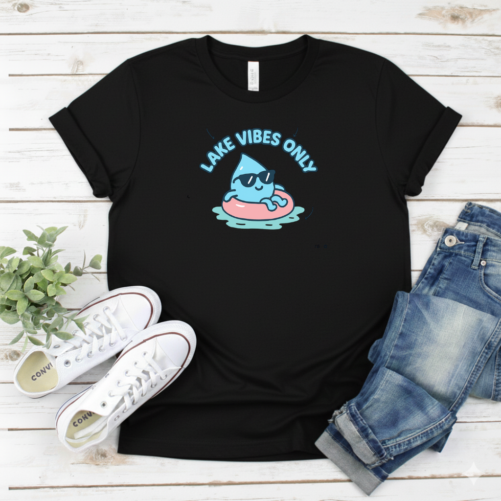 Printify T-Shirt Cute Shark Float Graphic Cute Shark Float Graphic