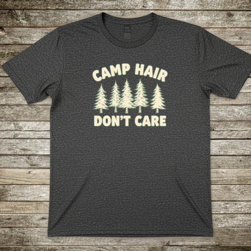 Printify T-Shirt Dark Heather / S Camp Hair Don't Care T-Shirt Camp Hair Don't Care T-Shirt