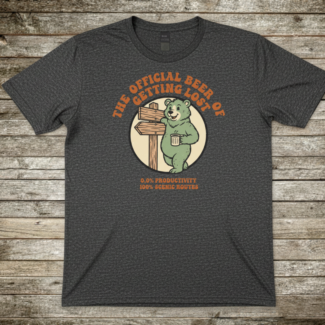 Printify T-Shirt Dark Heather / S Getting Lost Bear T-Shirt Getting Lost Bear T-Shirt