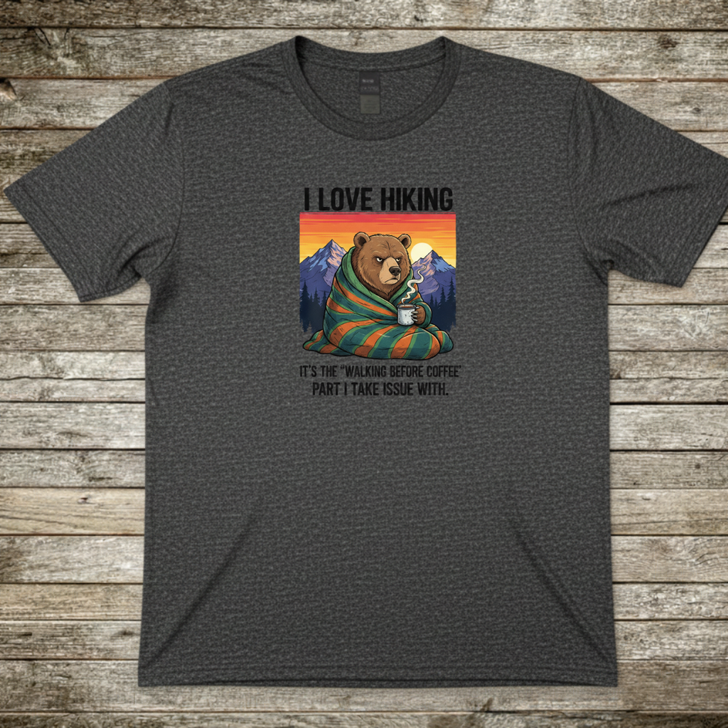 Printify T-Shirt Dark Heather / S I Love Hiking I Love Hiking