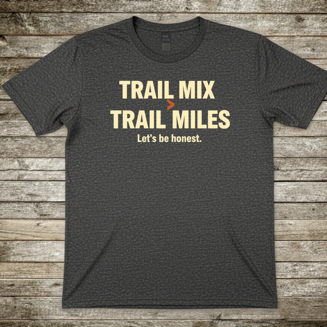 Printify T-Shirt Dark Heather / S Trail Mix, Trail Miles T-Shirt Trail Mix, Trail Miles T-Shirt