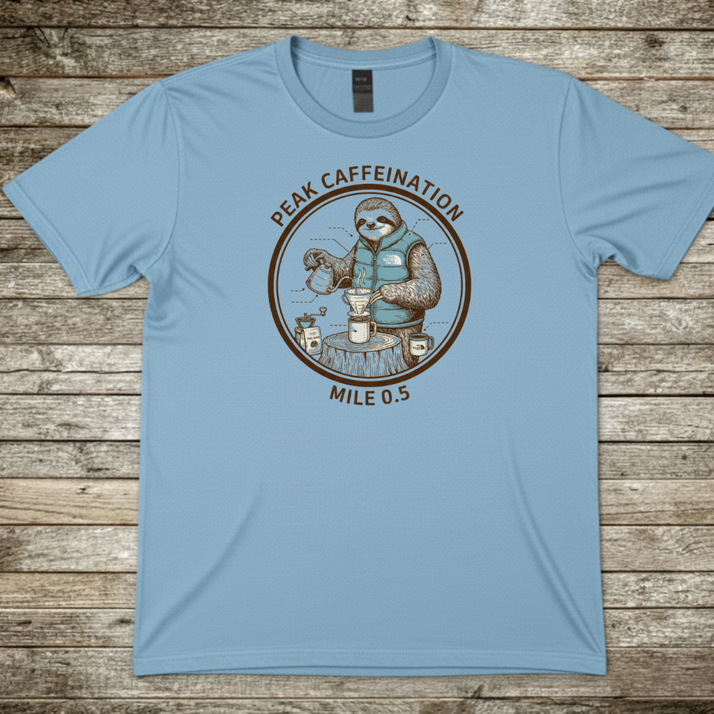Printify T-Shirt Light Blue / S Peak Caffeination T-Shirt Peak Caffeination T-Shirt