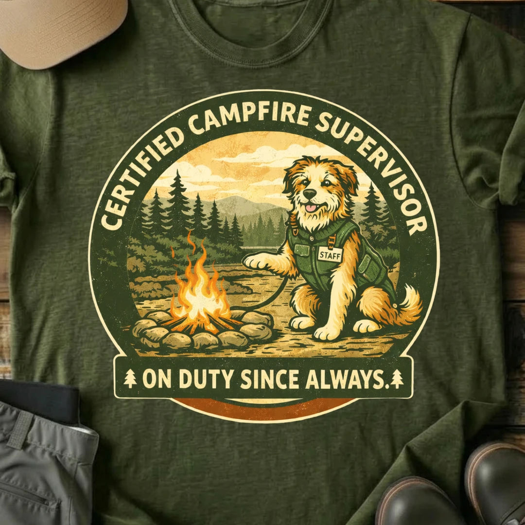 Printify T-Shirt Military Green / S Campfire Supervisor T-Shirt Campfire Supervisor T-Shirt