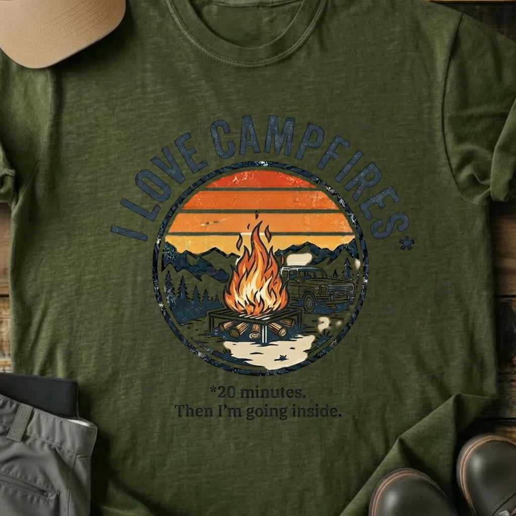 Printify T-Shirt Military Green / S I Love Campfires T-Shirt I Love Campfires T-Shirt