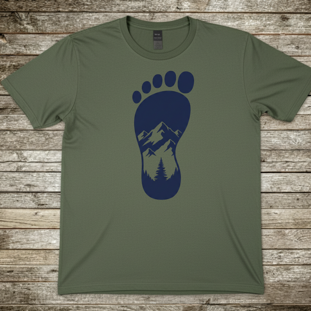 Printify T-Shirt Military Green / S Mountain Trail Footprint T-Shirt Mountain Trail Footprint T-Shirt