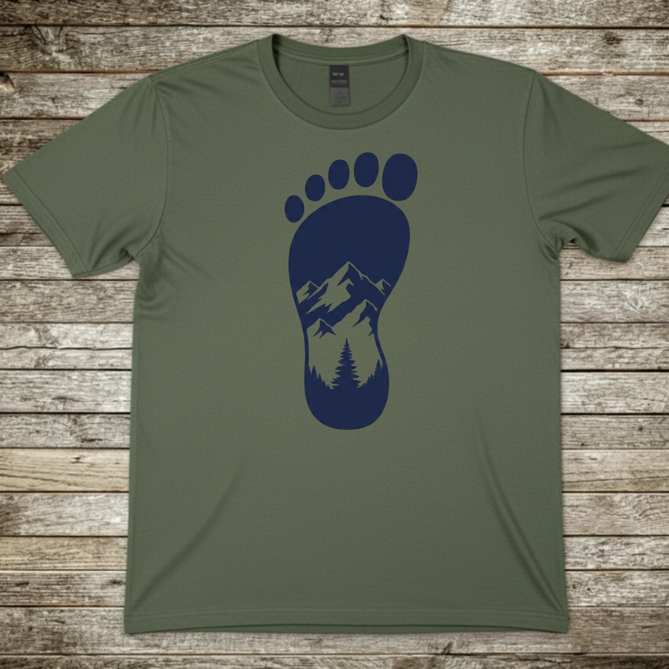 Printify T-Shirt Military Green / S Mountain Trail Footprint T-Shirt Mountain Trail Footprint T-Shirt