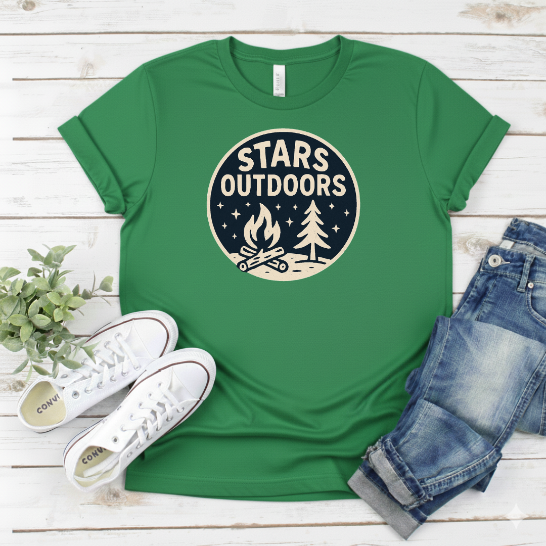 Printify T-Shirt Military Green / S "Stars Outdoors" Campfire "Stars Outdoors" Campfire