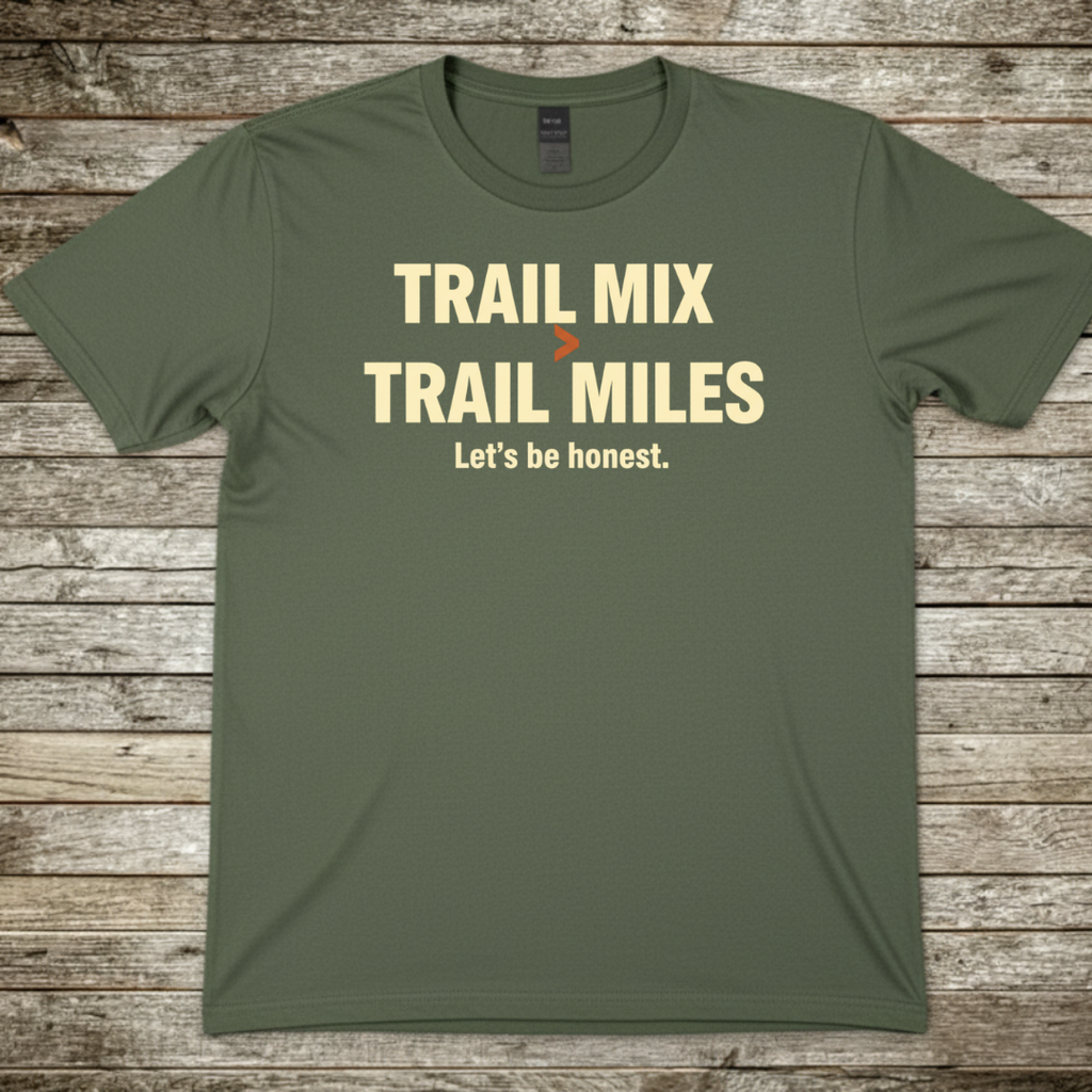Printify T-Shirt Military Green / S Trail Mix, Trail Miles T-Shirt Trail Mix, Trail Miles T-Shirt